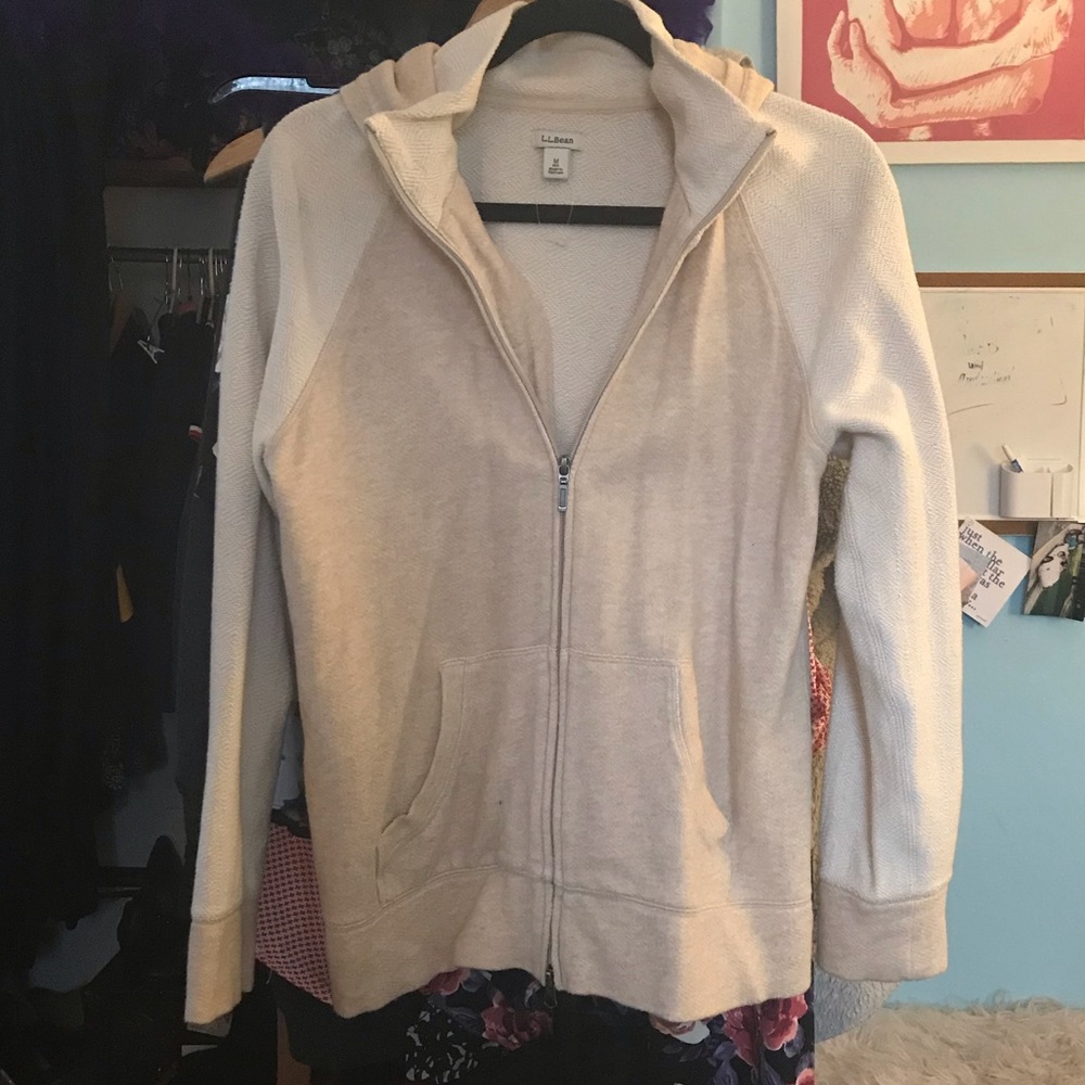Beige double zipper athletic jacket